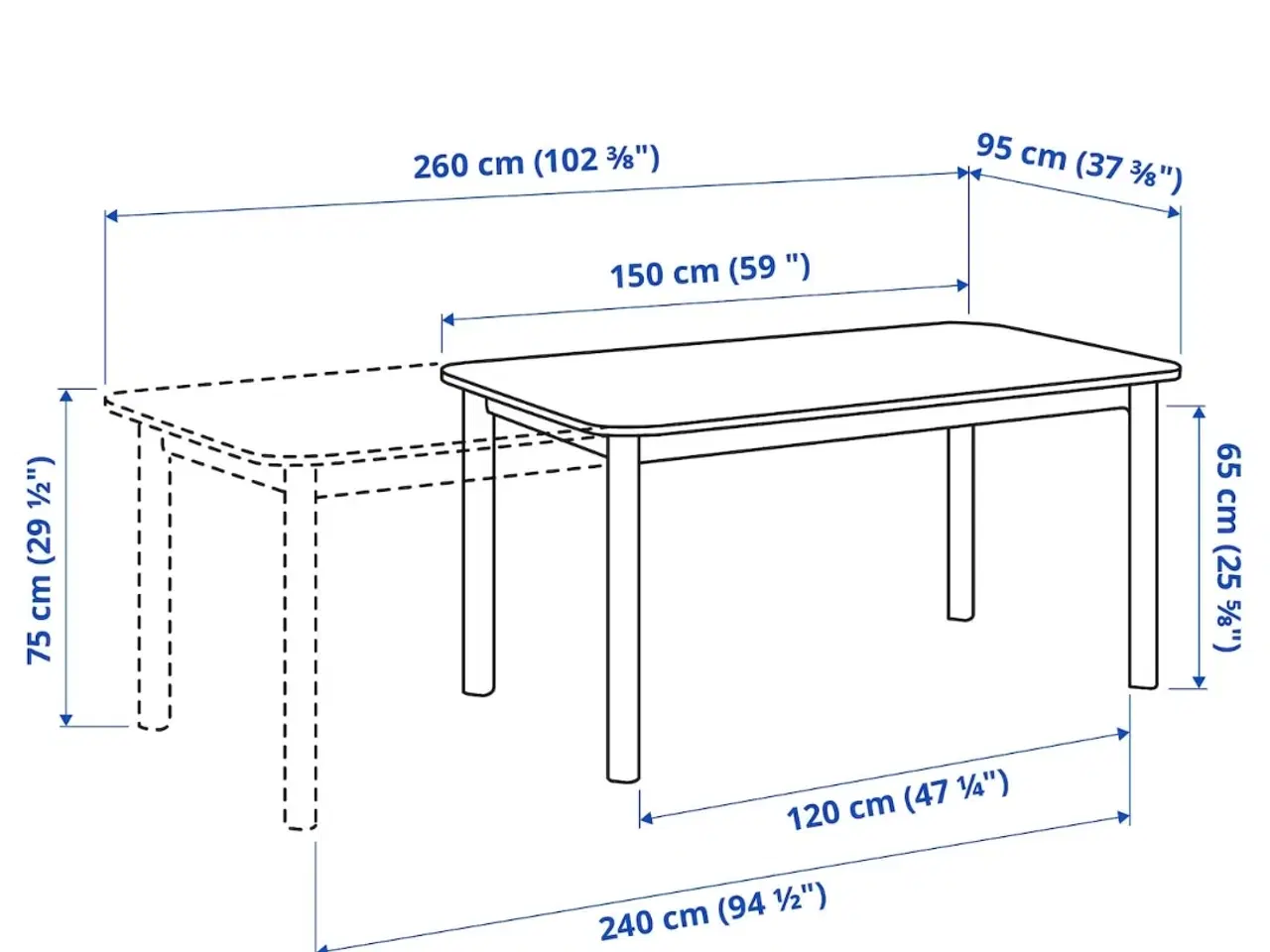 Billede 3 - Spisebord - Udtræk 150/205/260 cm