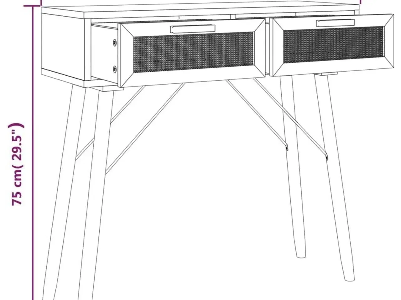 Billede 7 - Konsolbord 80x30x75 cm massivt fyrretræ naturlig rattan brun