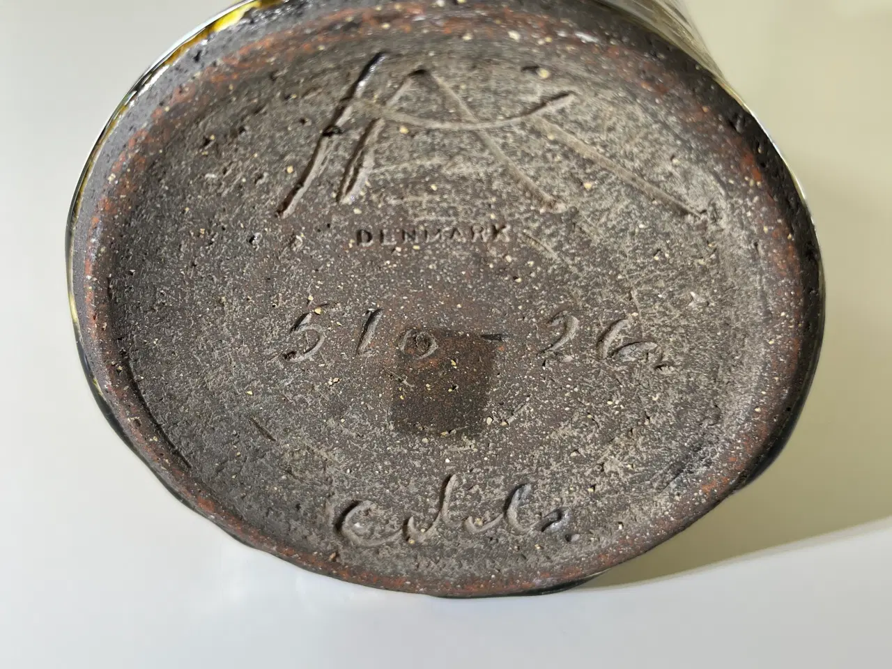 Billede 3 - Herman A. Kähler vase med gul/urangul glasur, Sten
