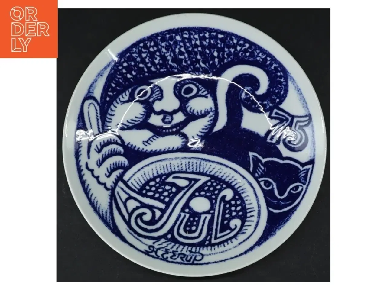 Billede 1 - Blå dekoreret porcelænstallerken fra Henry Heerup (str. Ø. 20 cm)