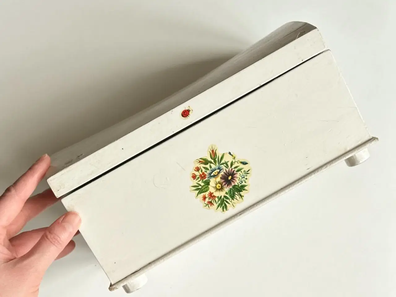 Billede 6 - Gammel trææske, hvid m decoupage