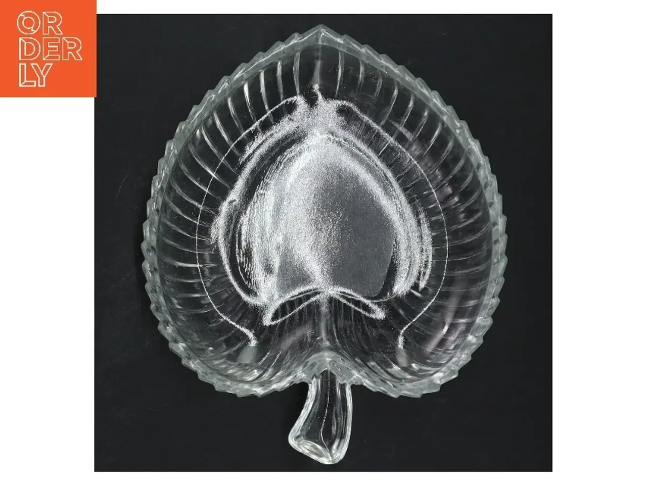 Billede 1 - Glasfad i bladform (str. 18 cm)
