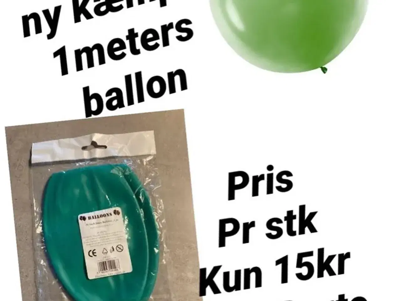 Billede 1 - 1 stk ny kæmpe 1meters grøn ballon