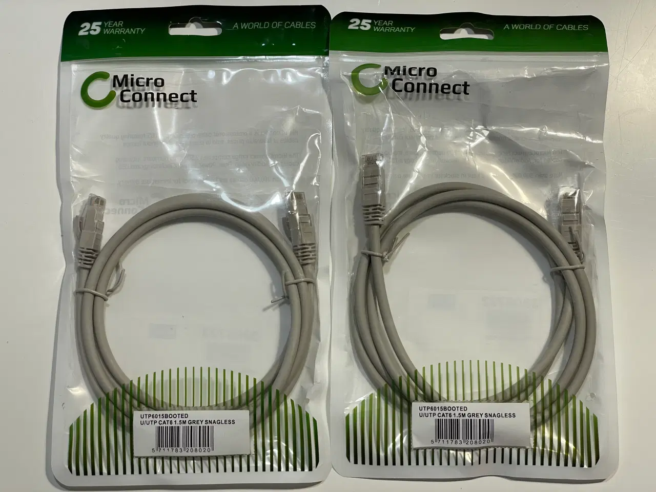 Billede 1 - 2 stk. 1,5m. Netværkskabel Micro Connect