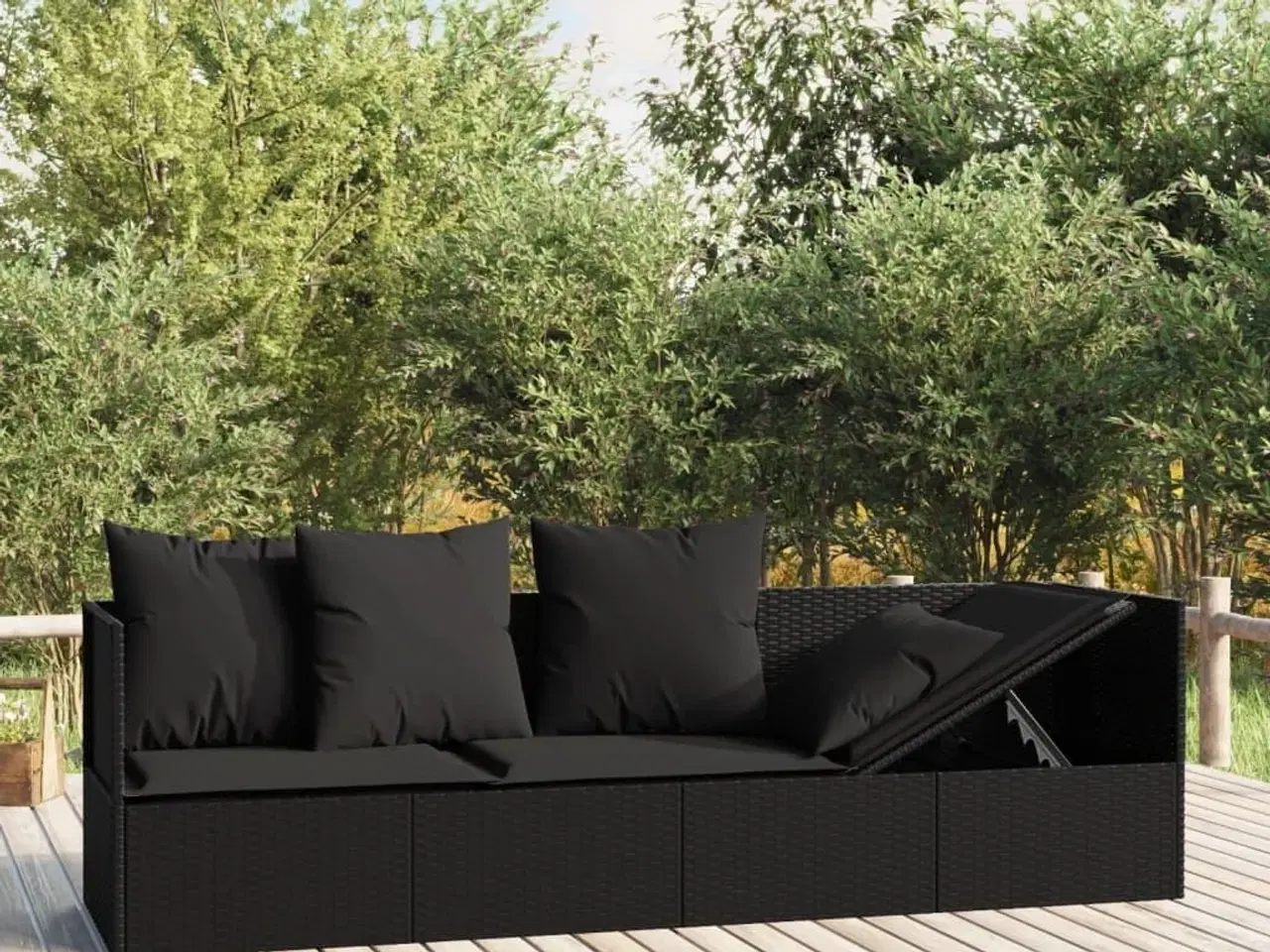 Billede 1 - Udendørs loungesofa med hynder polyrattan sort