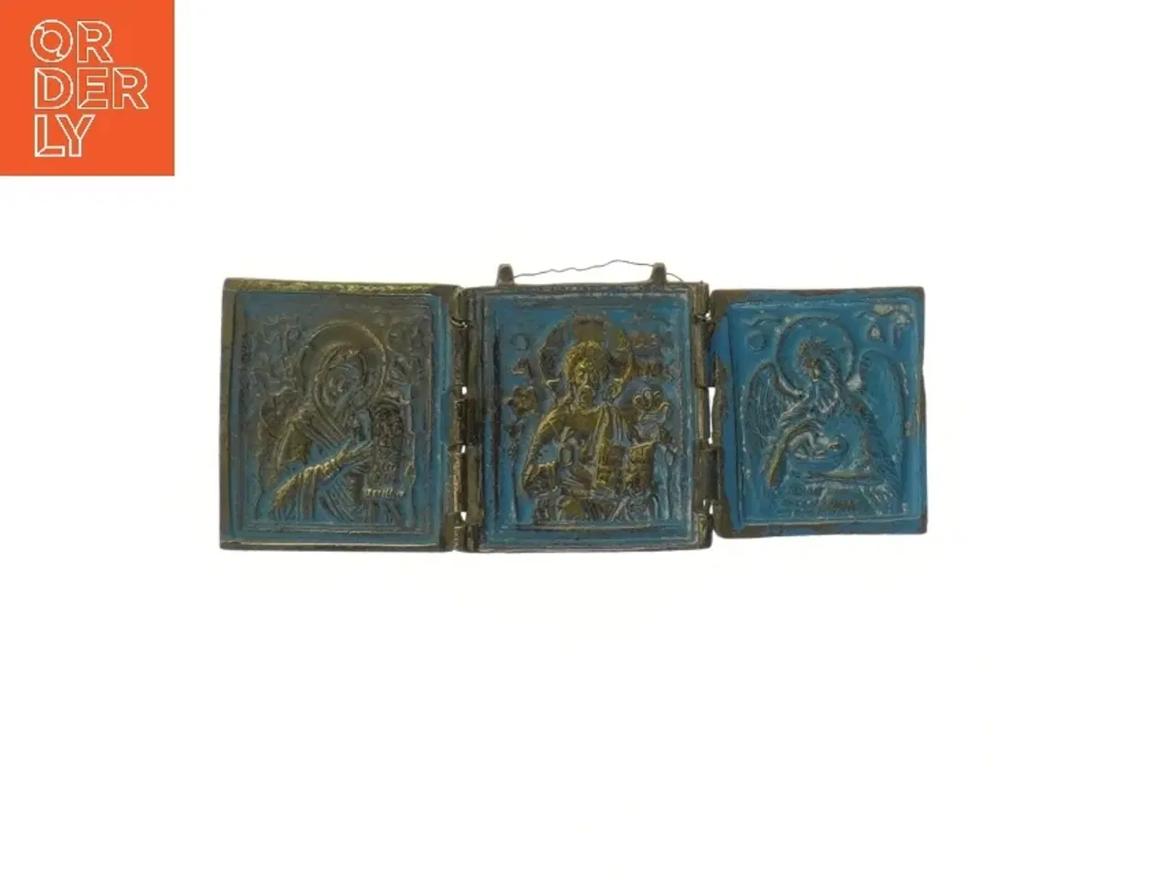 Billede 2 - Religiøs triptykon metal ikon (str. 7x6,5 cm)