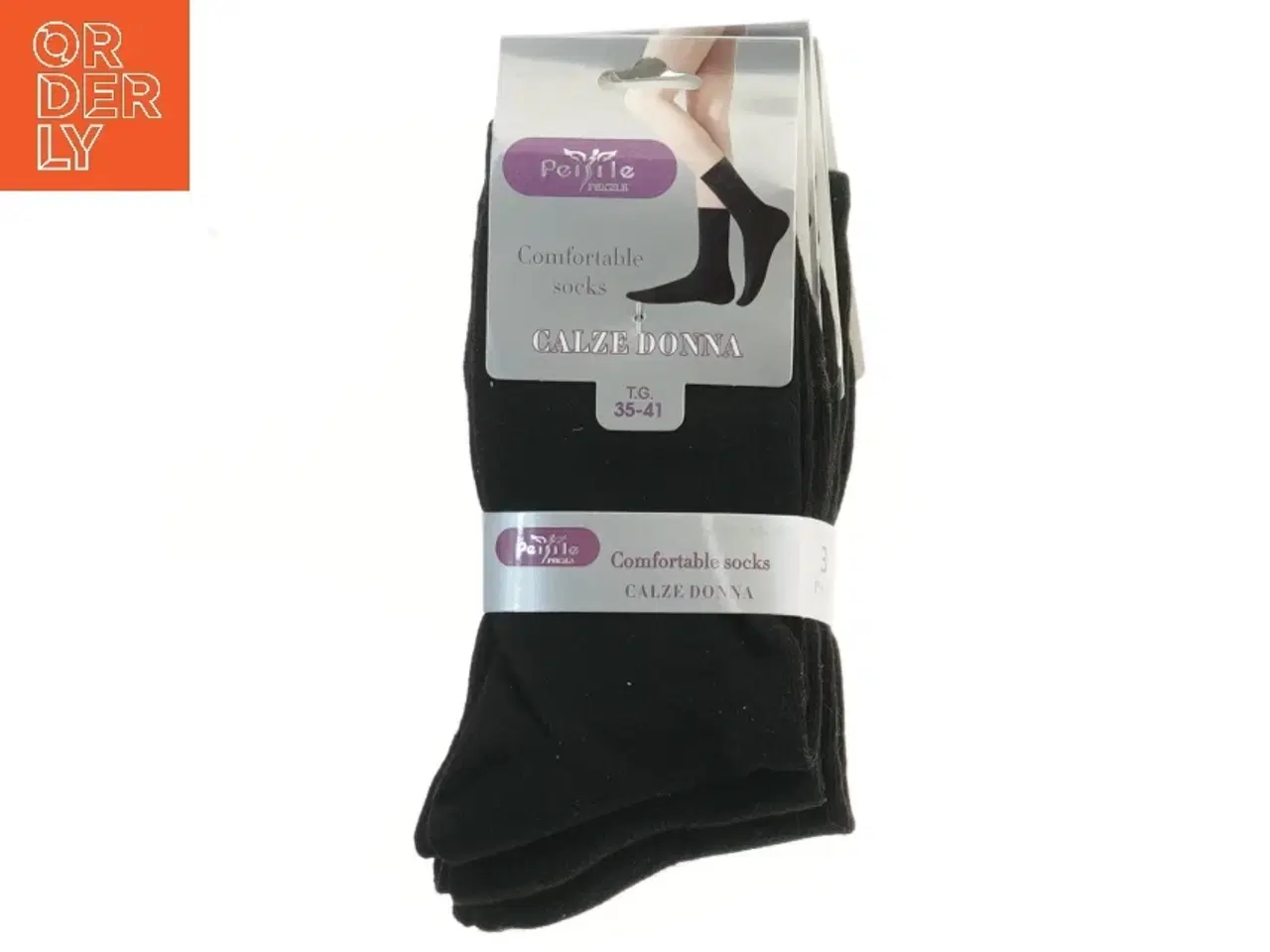 Billede 1 - Galze Donna 3 par Sorte sokker, str. 35-41 fra Peigile (str. 35-41 cm)