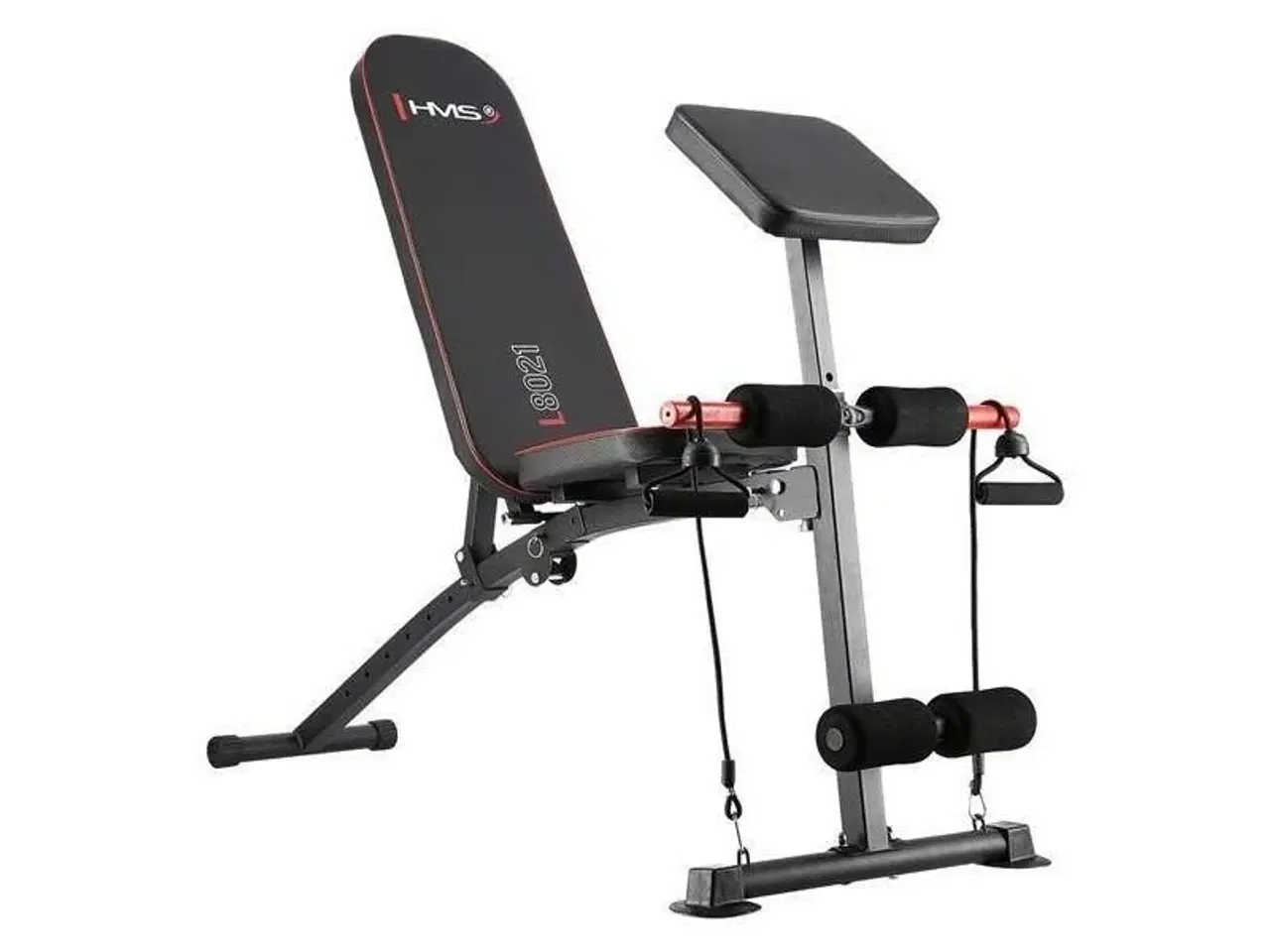Billede 6 - HMS L8021 multifunktions træningsbænk – sort/rød