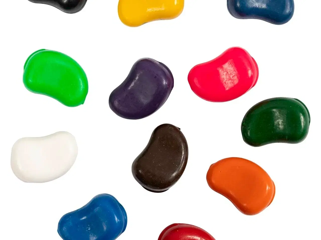 Billede 1 - Farvekridt, Bønner, L: 25 mm, tykkelse 15 mm, ass. farver, 12stk./ 1 pk.