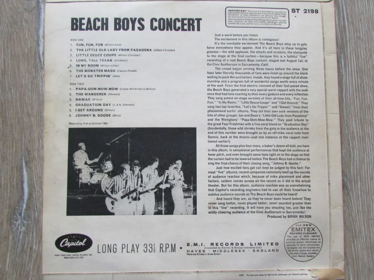 Billede 2 - THE BEACH BOYS - CONCERT LP