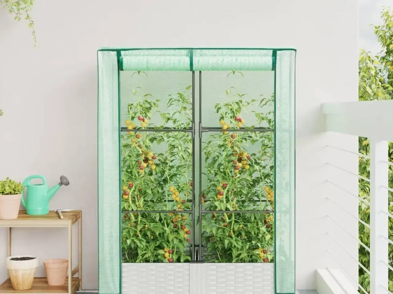 Billede 3 - Højbed med drivhusovertræk 80x40x123 cm rattan-look