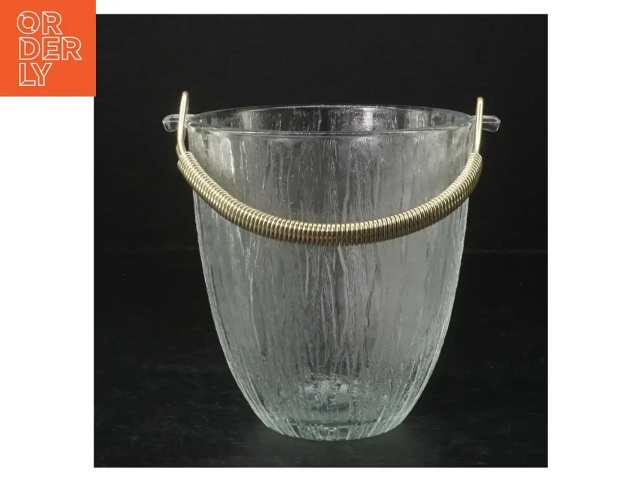 Billede 2 - Isterningespand i glas og metal (str. H. 13,5 cm. ø. 12,5 cm)