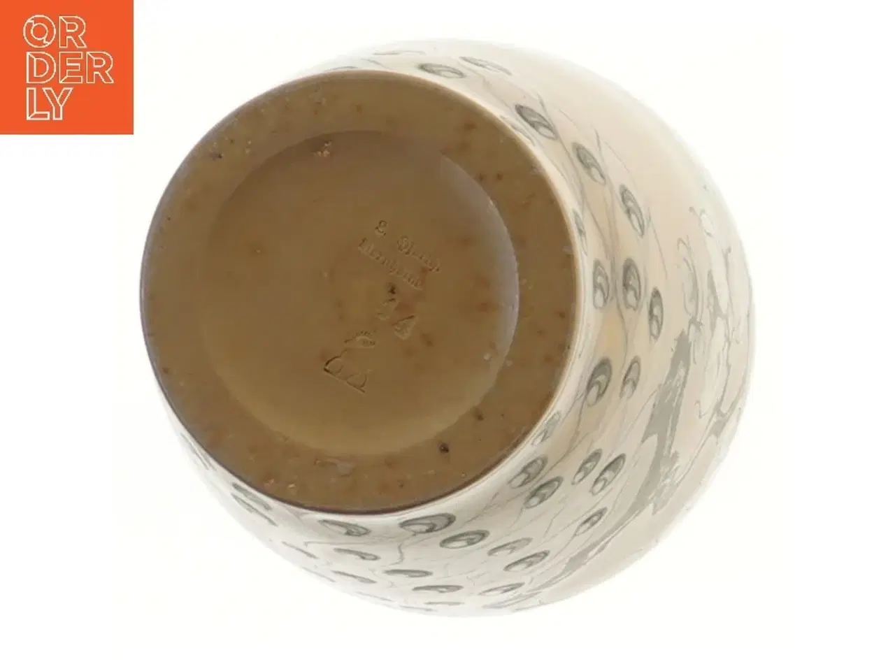 Billede 2 - Vase med påfuglemotiv fra Hjort Keramik(str. Ø 8 cm længde 28 cm)