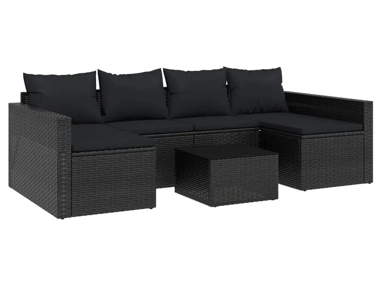 Billede 2 - Loungesæt til haven 2 dele med hynder polyrattan sort