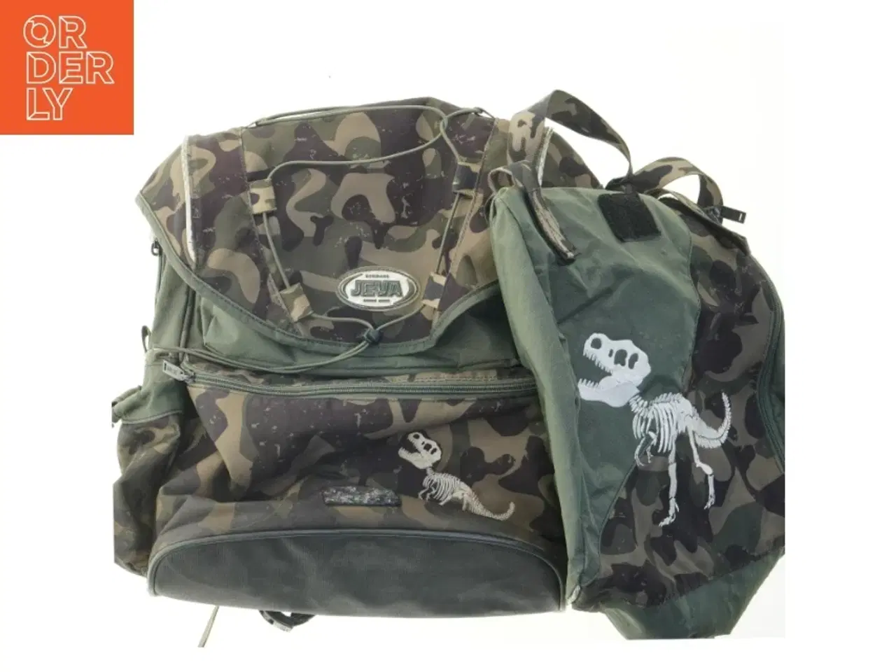 Billede 1 - Jeva rygsæk med camouflage og dinosaurprint fra Jeva (str. 39x37 og 36x32 cm)
