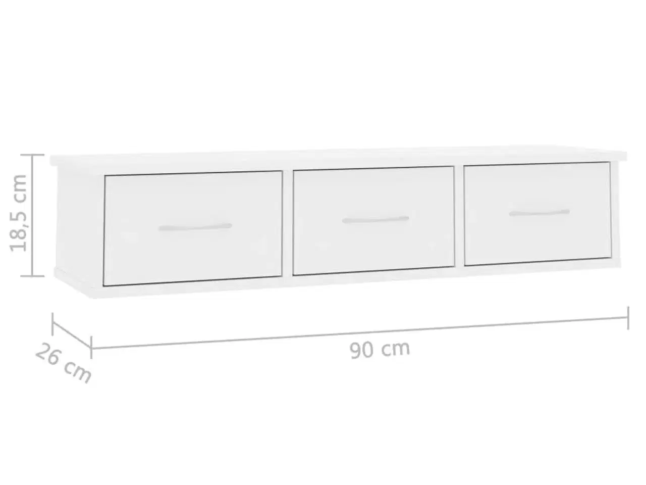 Billede 7 - Vægskab med skuffer 88x26x18,5 cm konstrueret træ hvid højglans