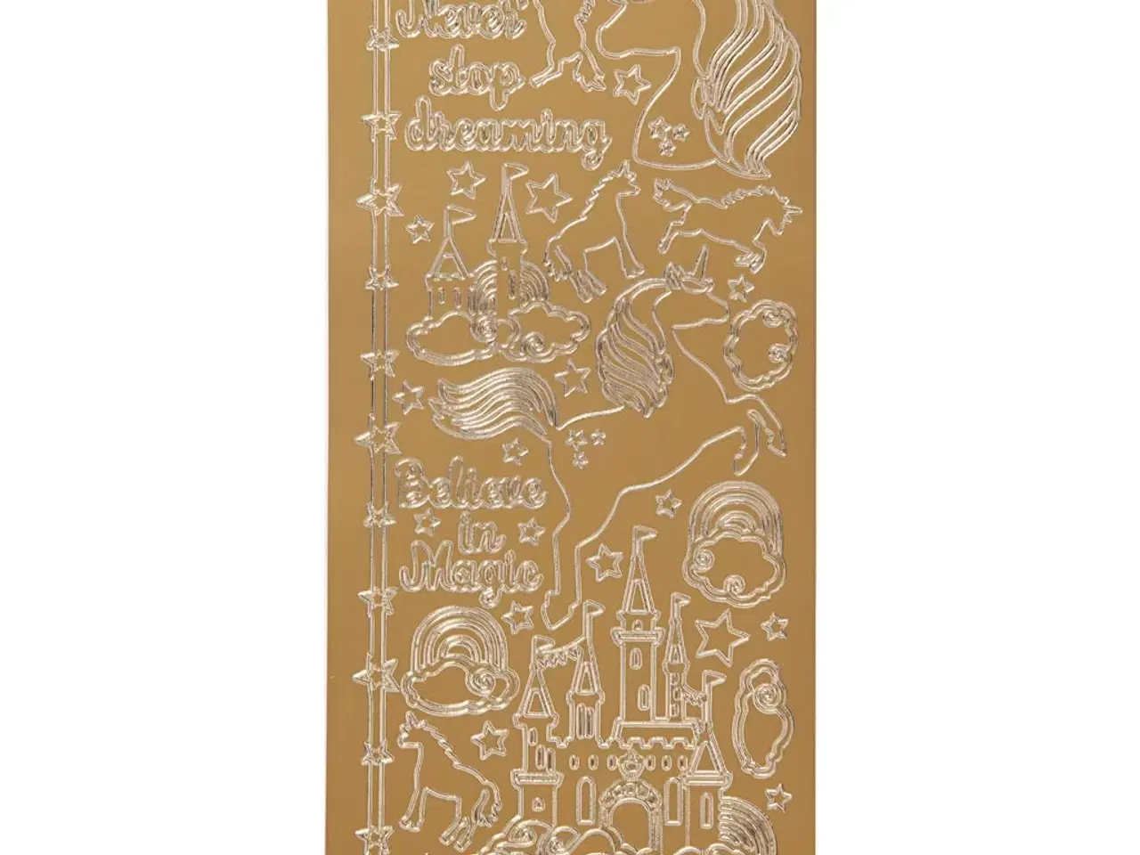 Billede 1 - Stickers, enhjørning, ark 10x23 cm, guld, 1 ark