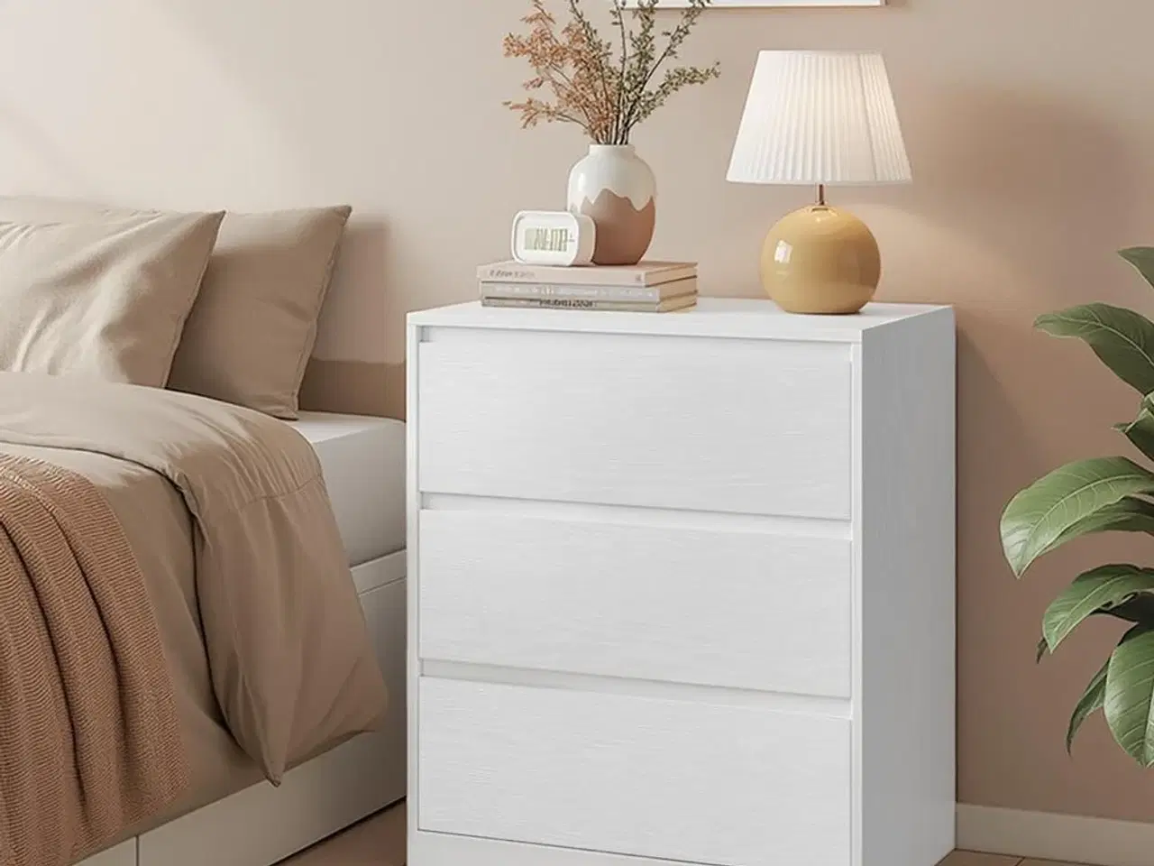 Billede 4 - Kommode med 3 skuffer - moderne, snehvid, 40 × 60 × 75 cm (KAILYN)