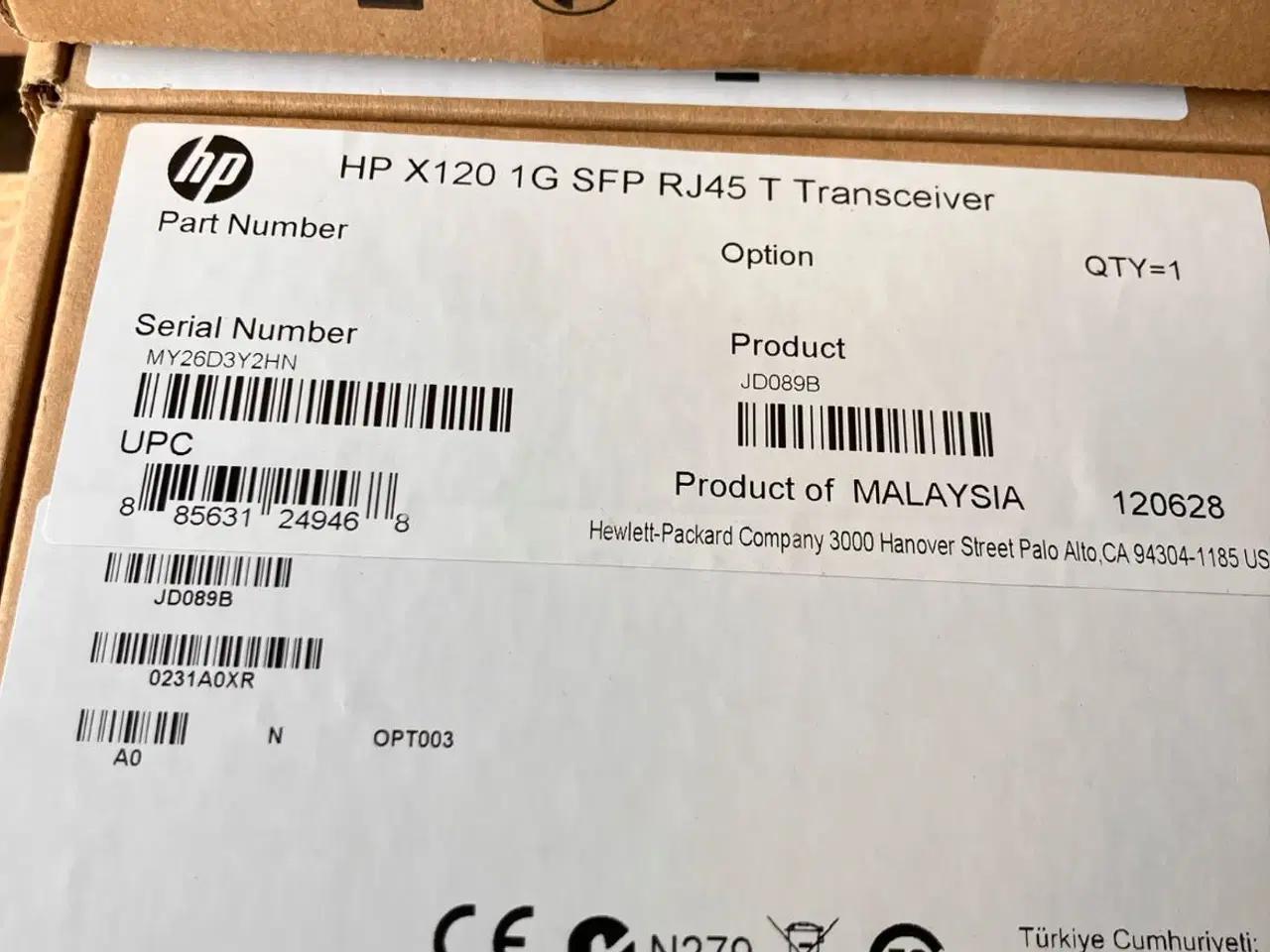 Billede 1 - HP X120 1G SFP RJ45 T transceiver netværkskomponen