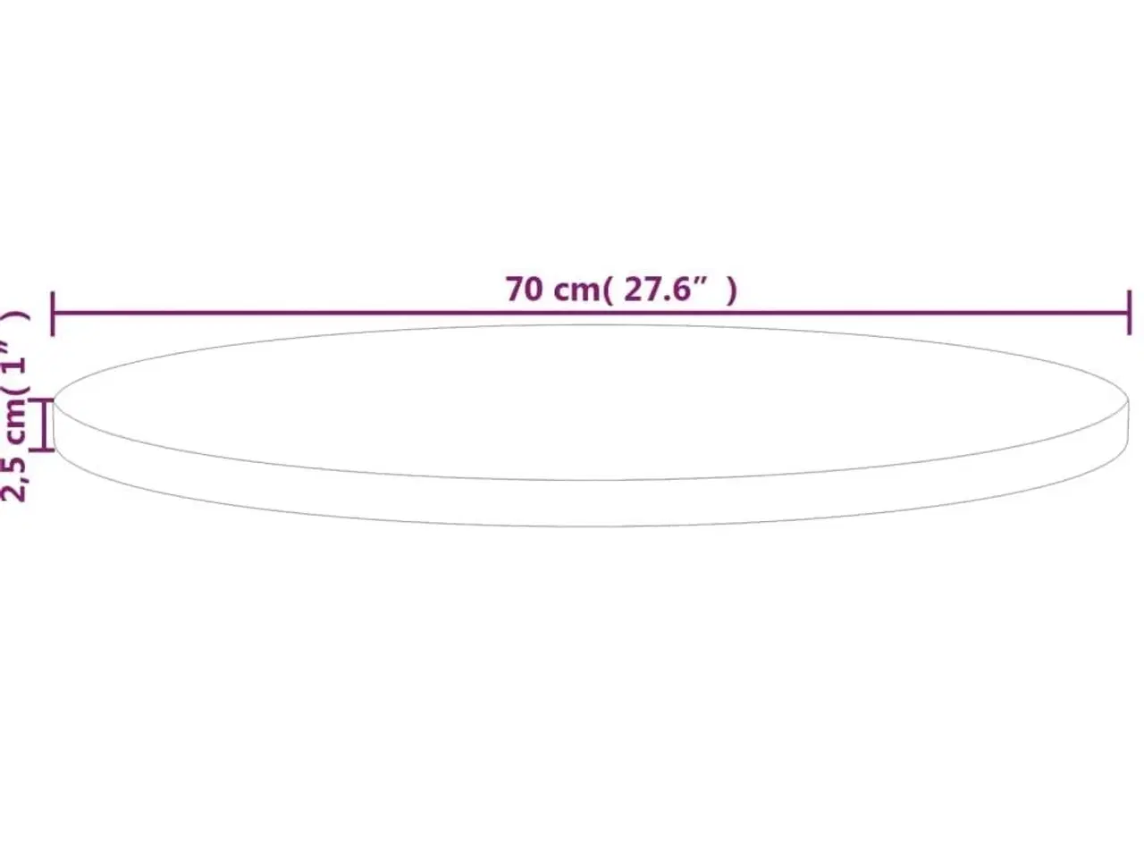 Billede 4 - Rund bordplade Ø70x2,5 cm ubehandlet massivt egetræ