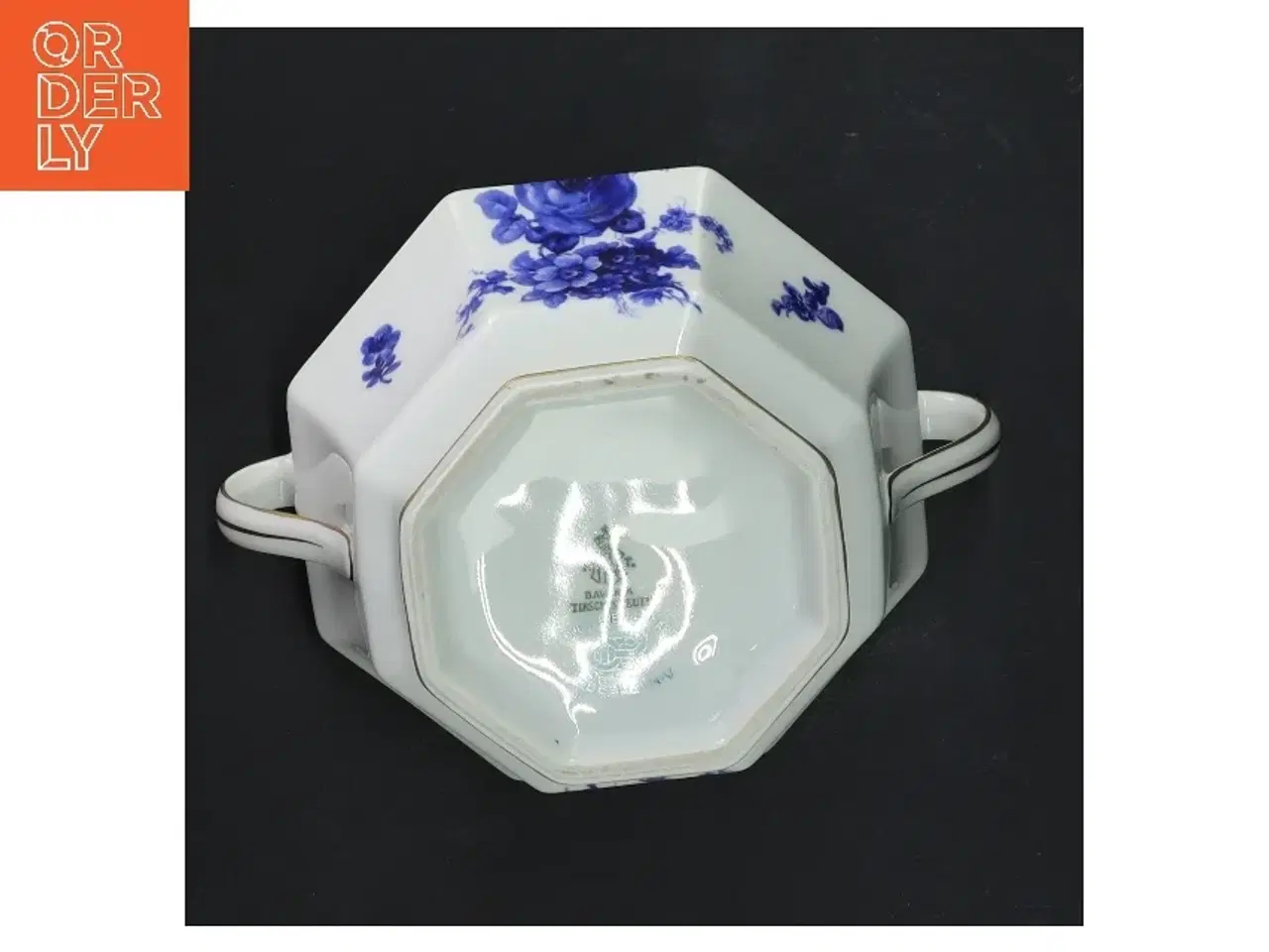 Billede 3 - Porcelænssukkerskål med blåt blomstermotiv (str. 12,5 cm)