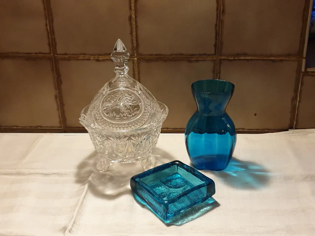 Billede 1 - Glasskål m låg - Hyacintglas - Askebæger/skål