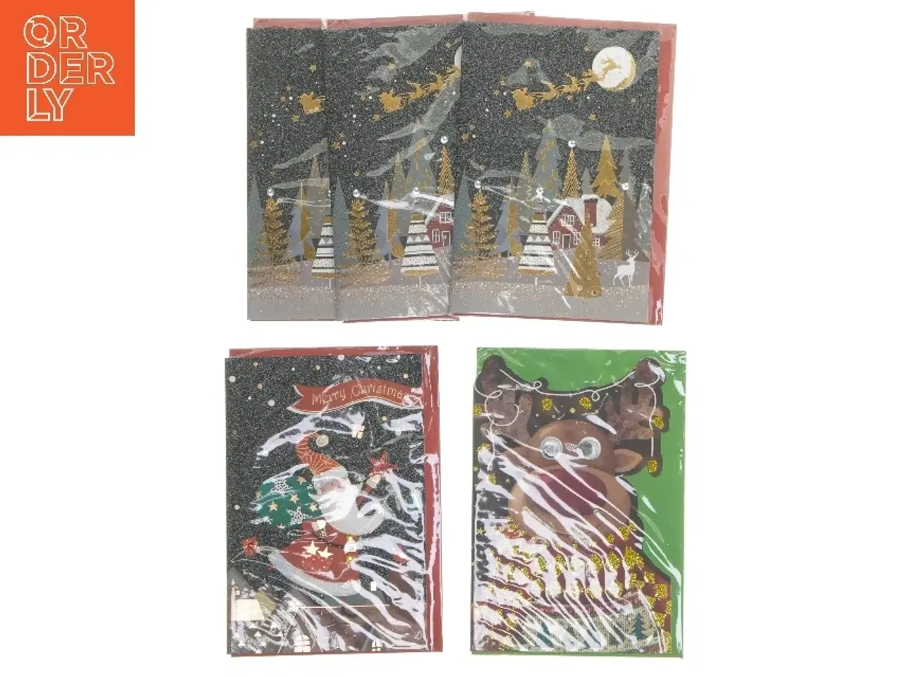 Billede 3 - Julekort med glitter (5 styk, 18x12 cm)