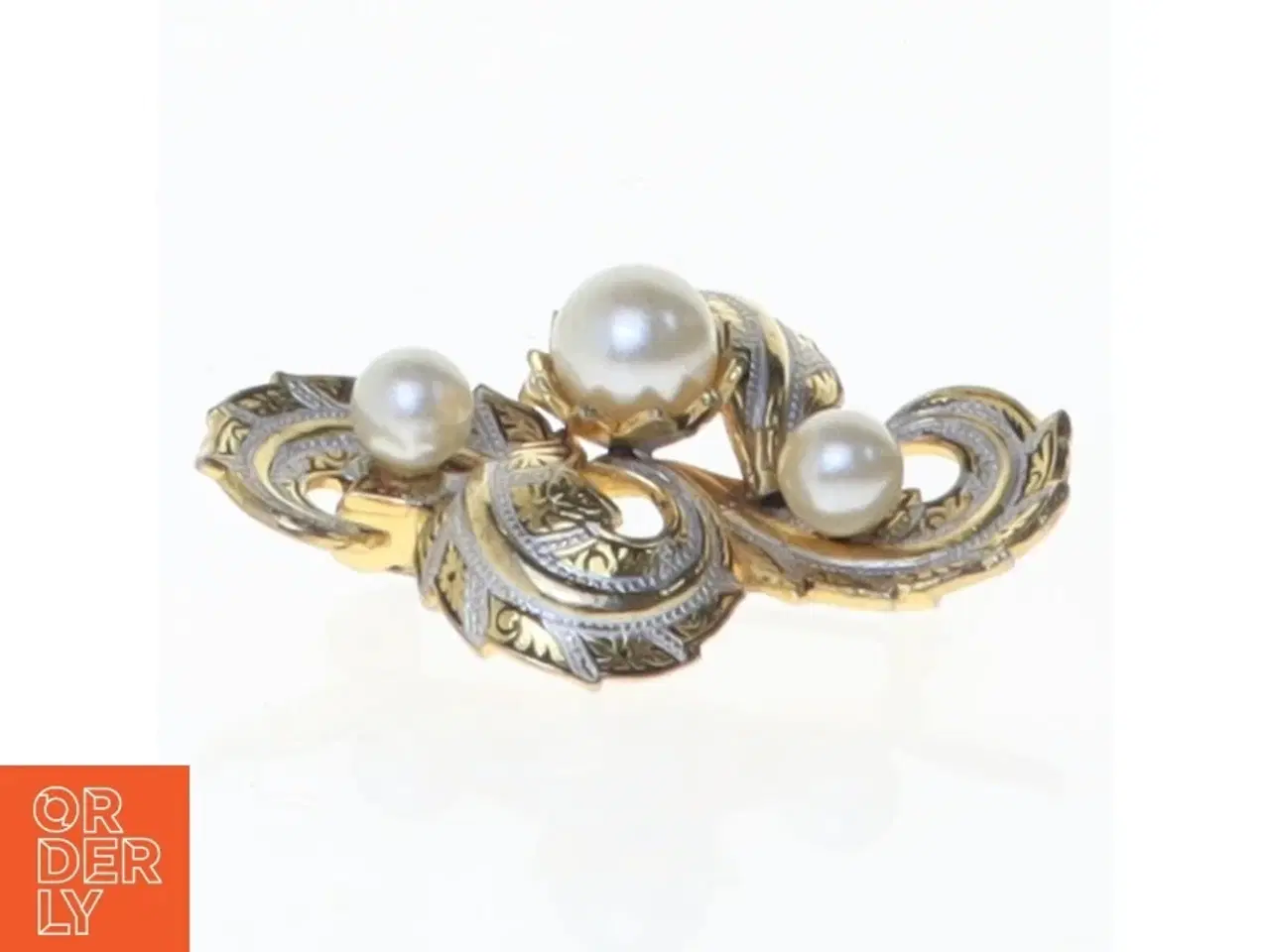 Billede 2 - Vintage broche med perler (str. 4 x 3 cm)