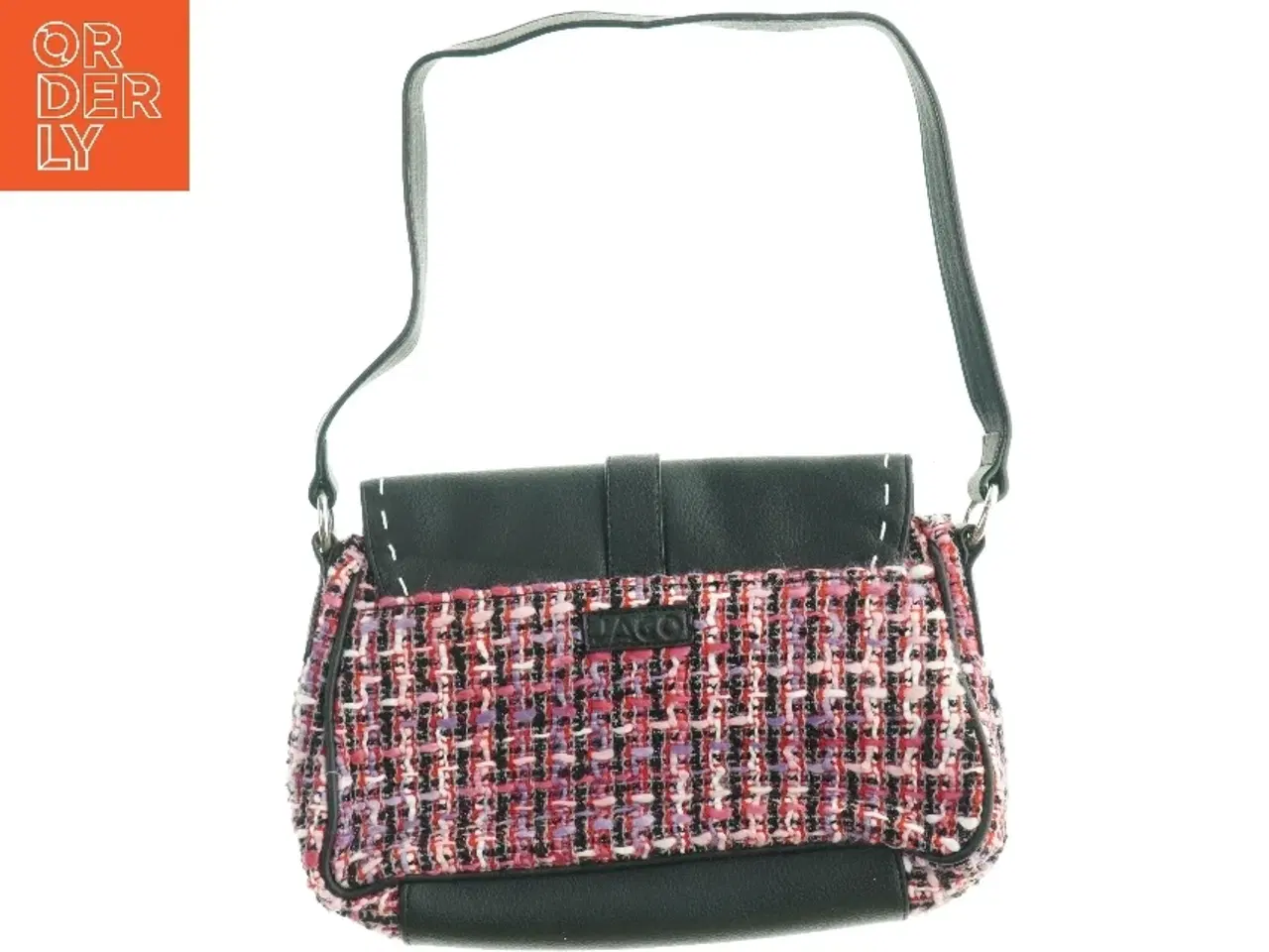 Billede 2 - Skuldertaske med læderdetaljer fra Jago (str. 32 x. 22 cm)