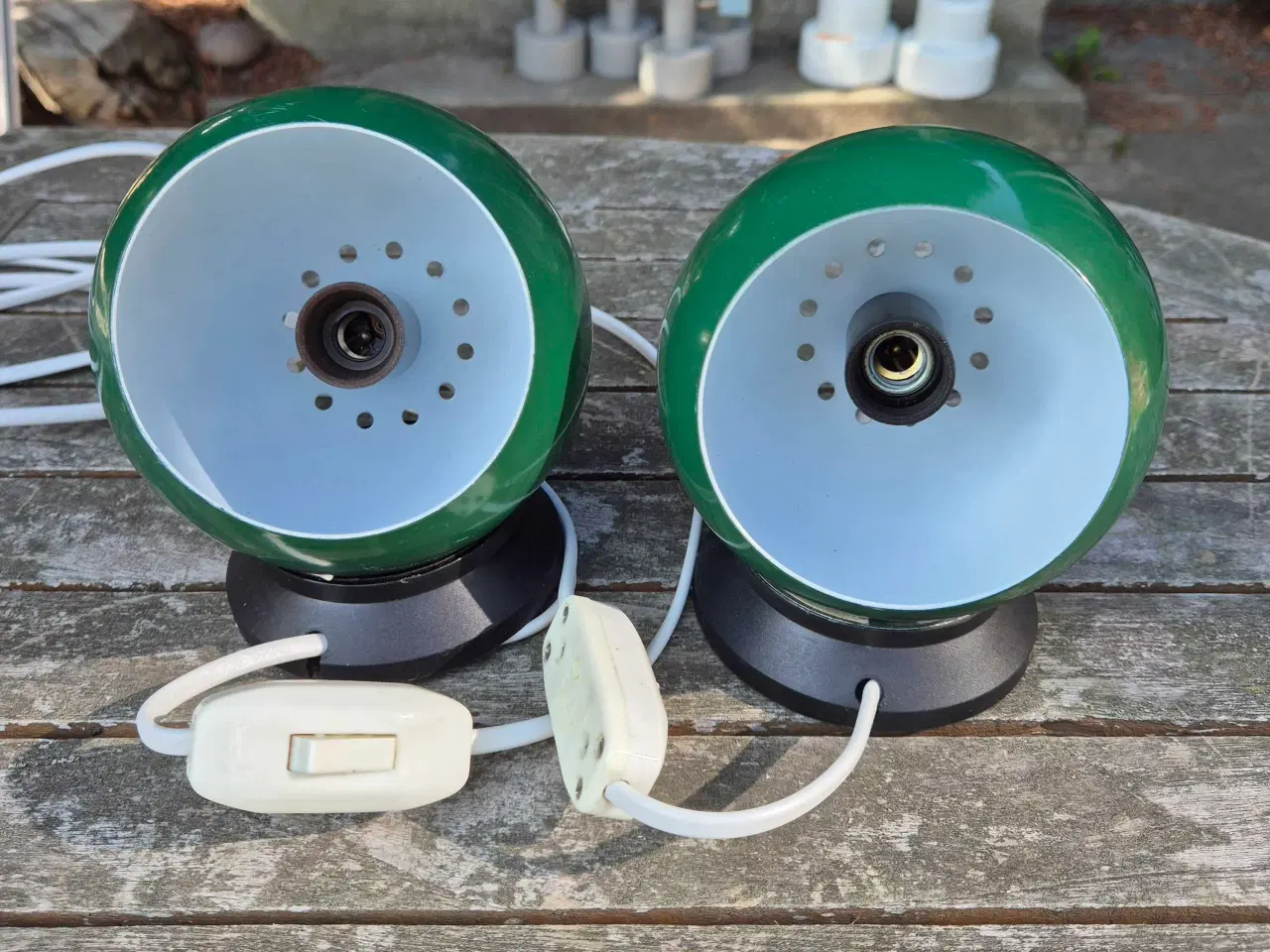 Billede 3 - To grønne magnetlamper af den gode gamle slags 
