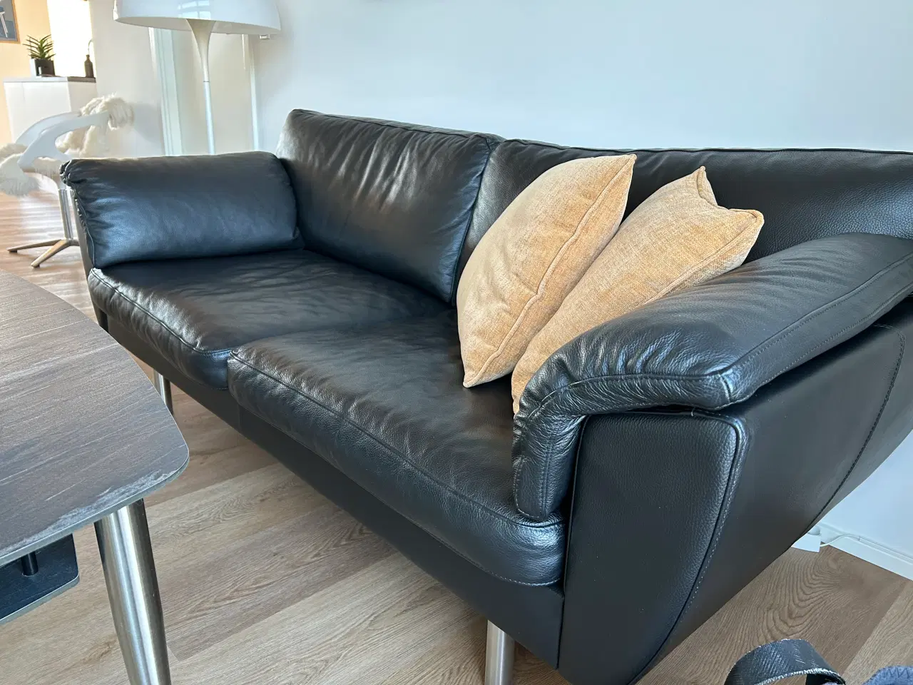 Billede 1 - Sofa læder, sort 