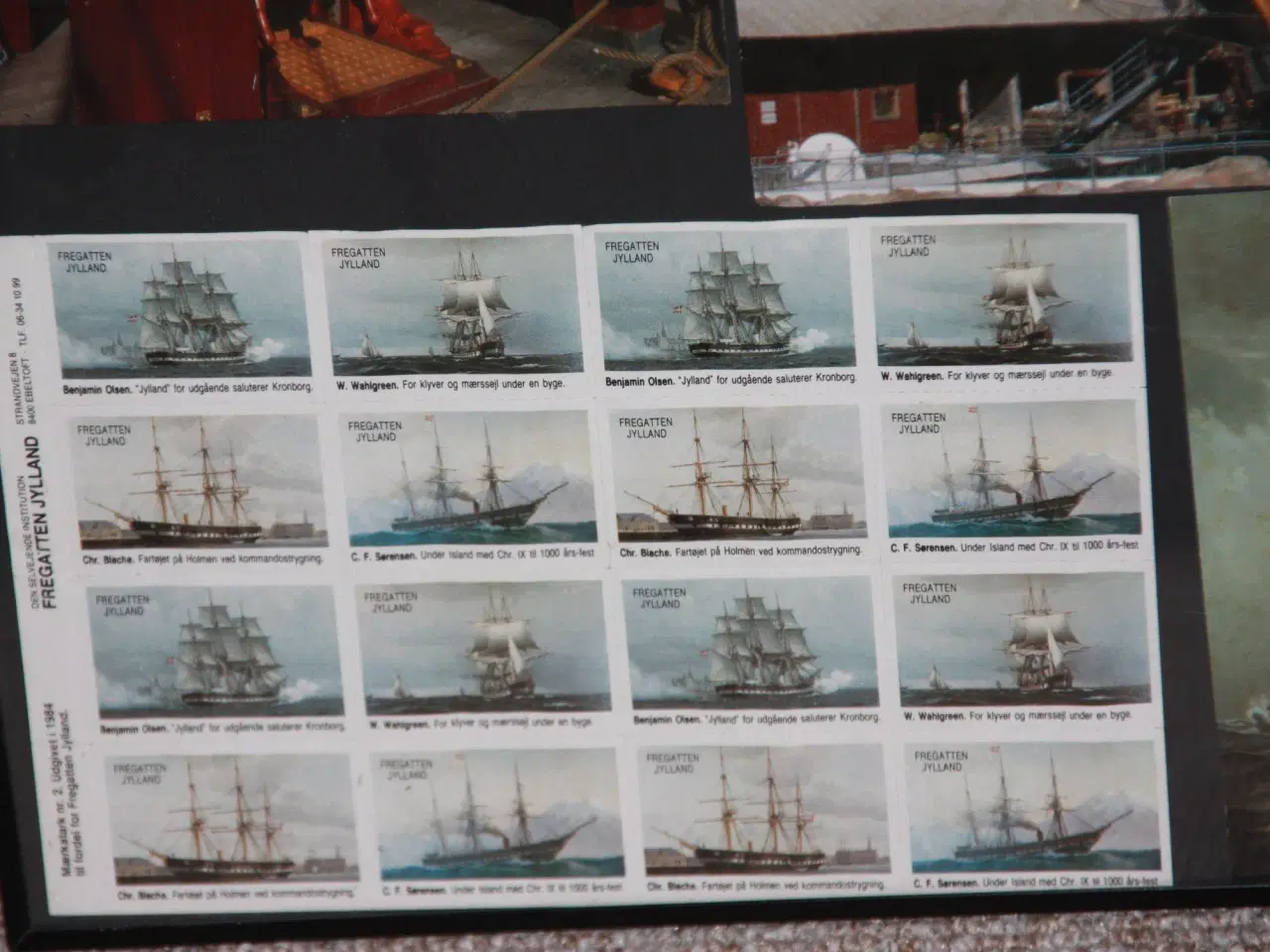 Billede 2 - Ramme med billeder / postkort og Fregatten Jylland