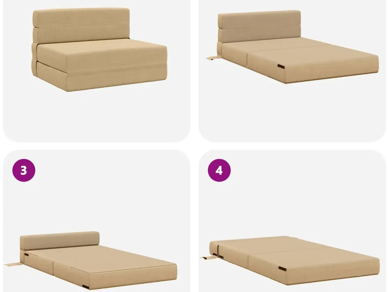 Billede 6 - Foldesofa seng Lys Grøn Grå 190 x 70 x 15 cm Velourstof