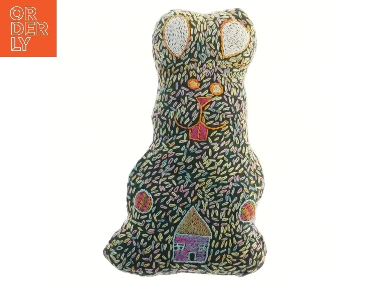 Billede 1 - Bamse med broderi (str. 22x13,5 cm)