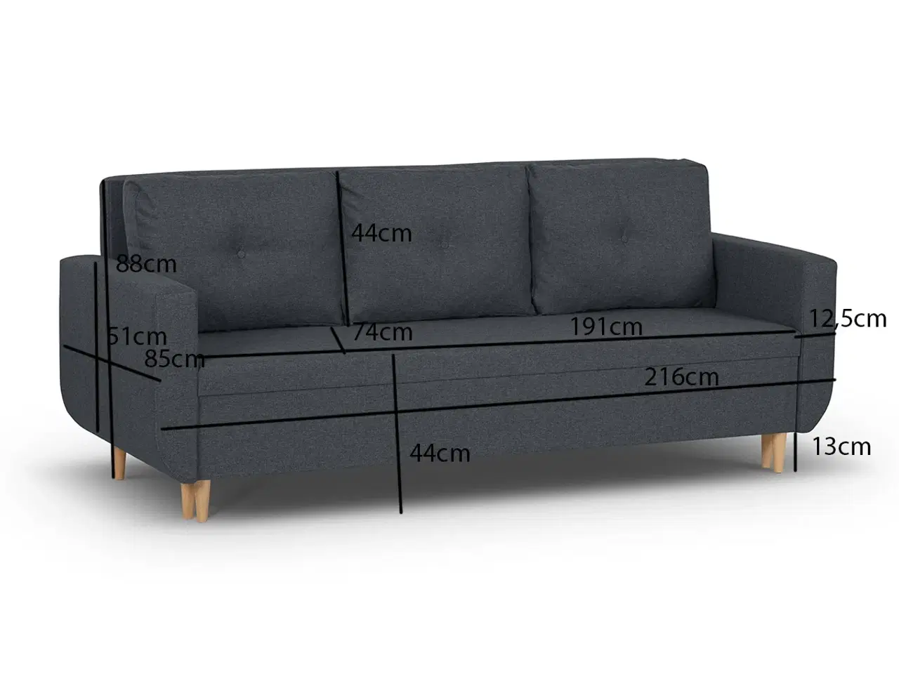 Billede 7 - DORIS 3-per. sofa med sovefunktion