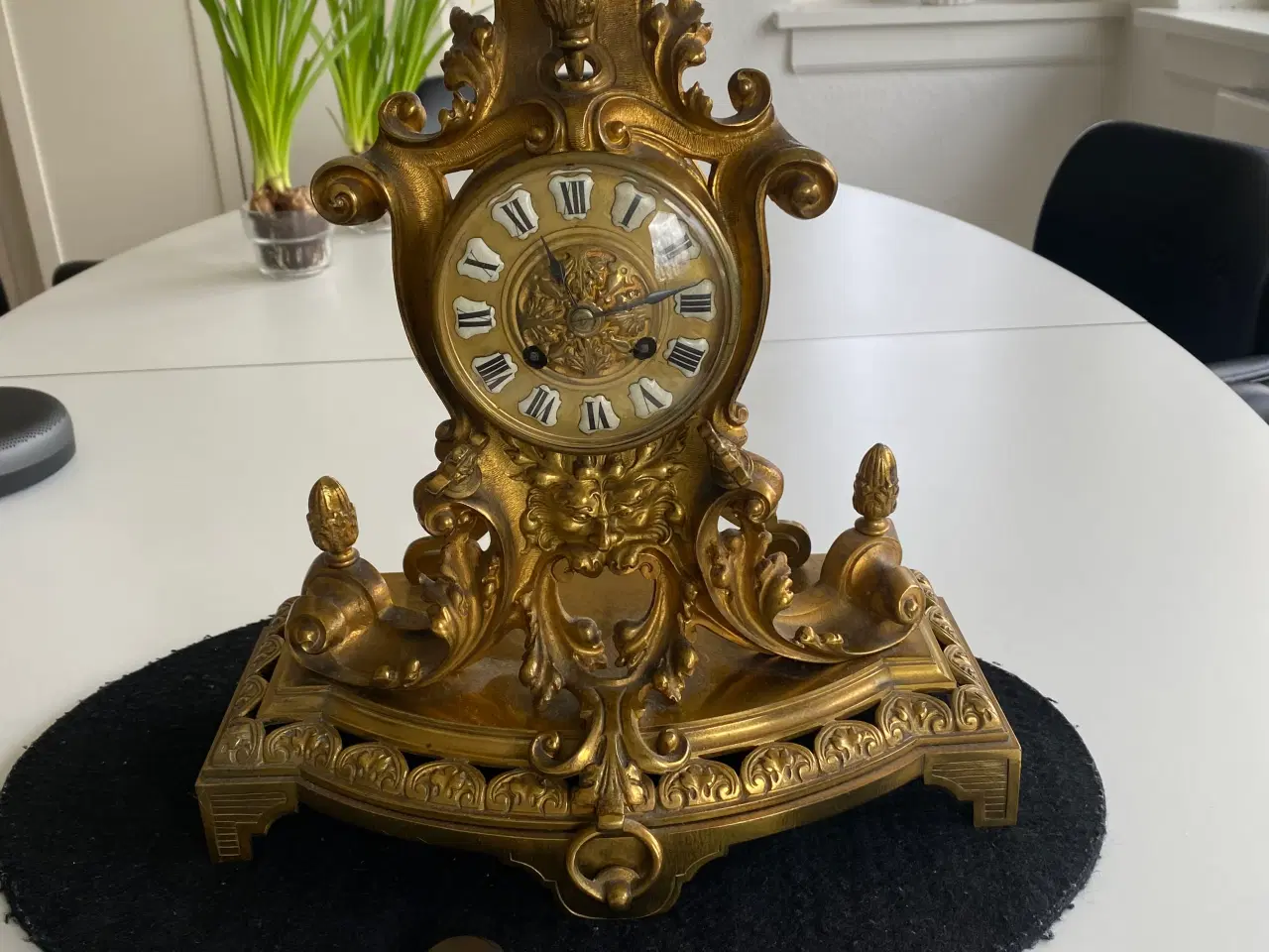 Billede 1 - Antikt fransk kaminur i messing. 