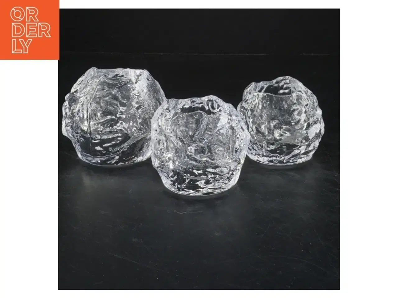 Billede 1 - Sæt med tre glas fyrfadsstager (str. 6x7&6x7&7x9 cm)