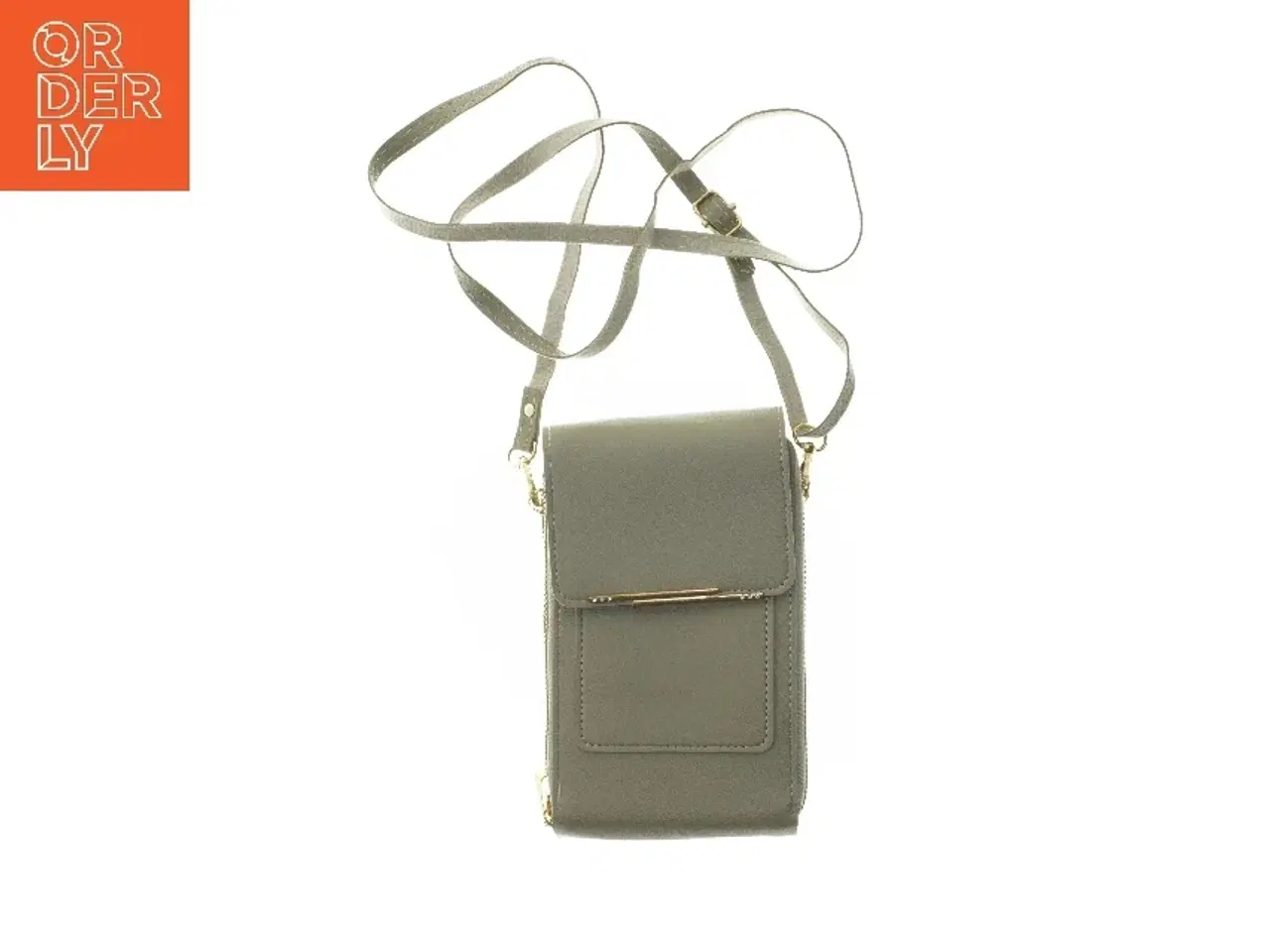 Billede 1 - Grå skuldertaske med lynlås og rem (str. 19x11x4 cm)