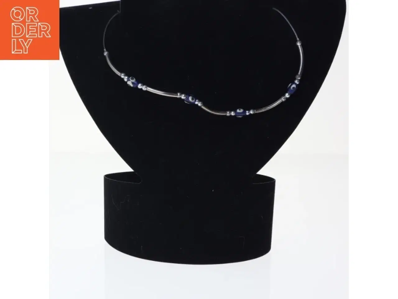 Billede 1 - Halskæde med blå perler (str. 45 cm)