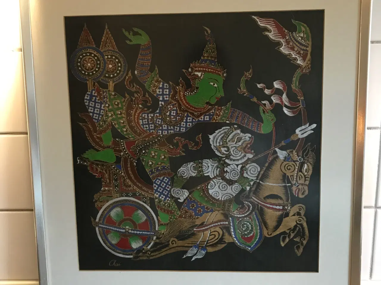 Billede 3 - Smukke silketryk i ramme fra Thailand. Pris pr stk