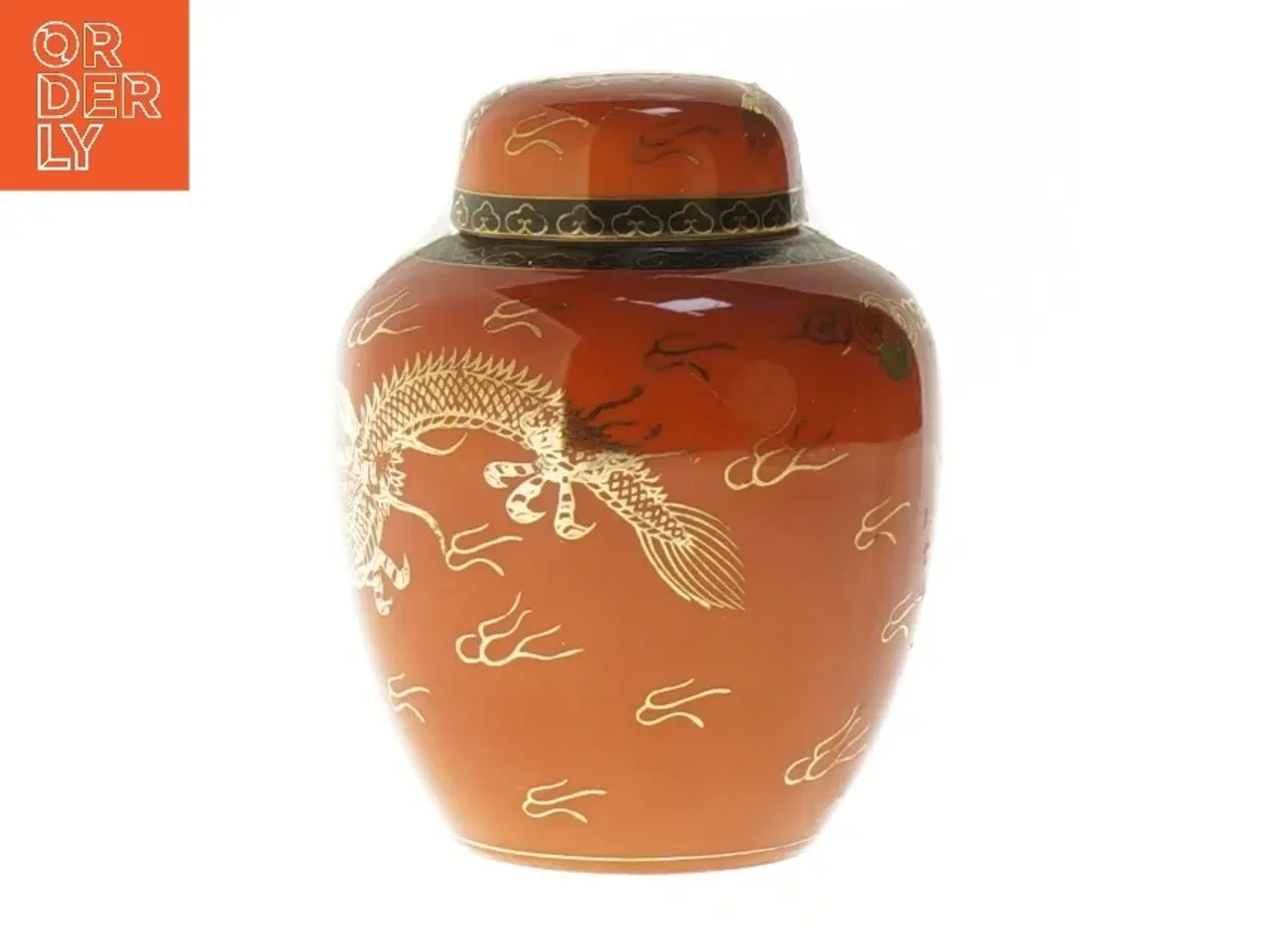 Billede 1 - Dekorativ krukke med dragemotiv (str. 13 cm)