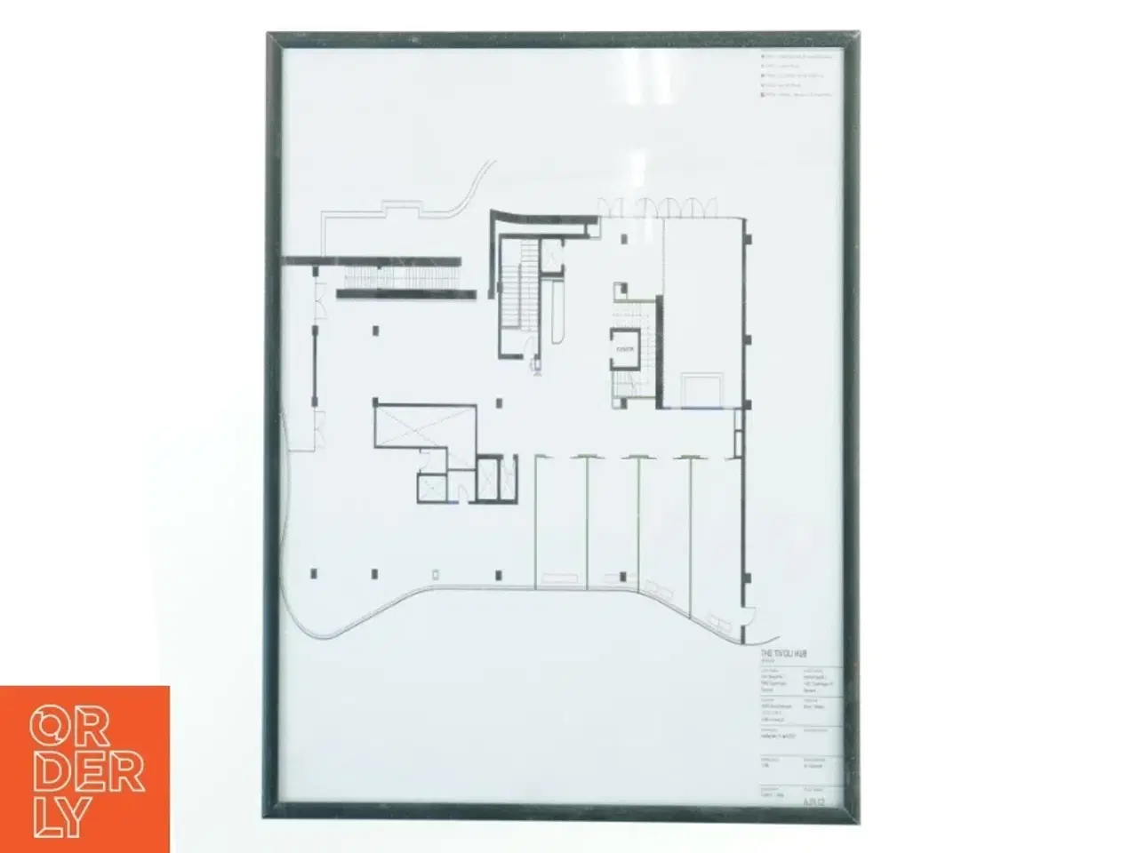 Billede 1 - Indrammet arkitektonisk plantegning (str. 41x31 cm)