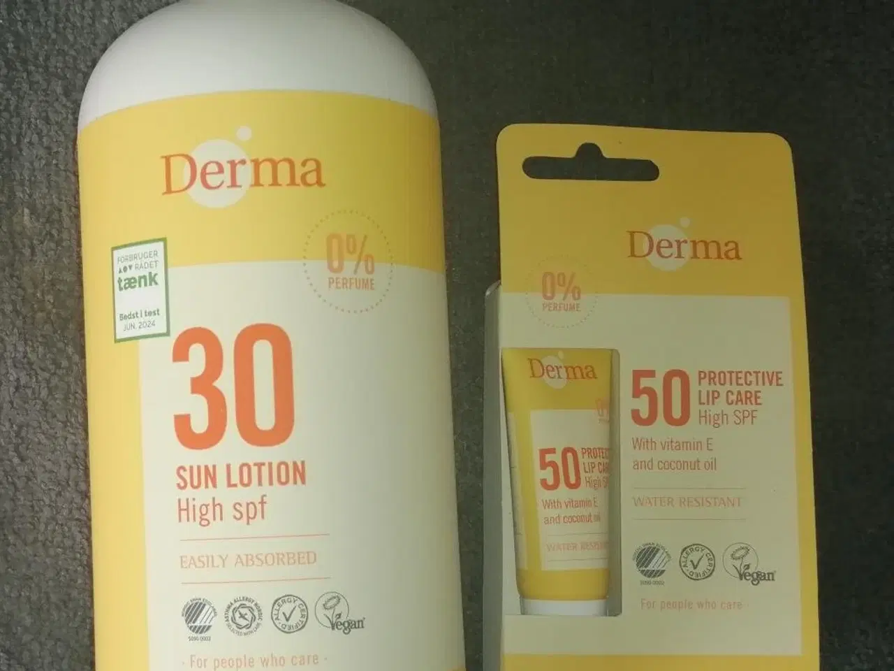 Billede 1 - NYT, DERMA SUN LOTION 500ML OG LIP BALM 10 ML