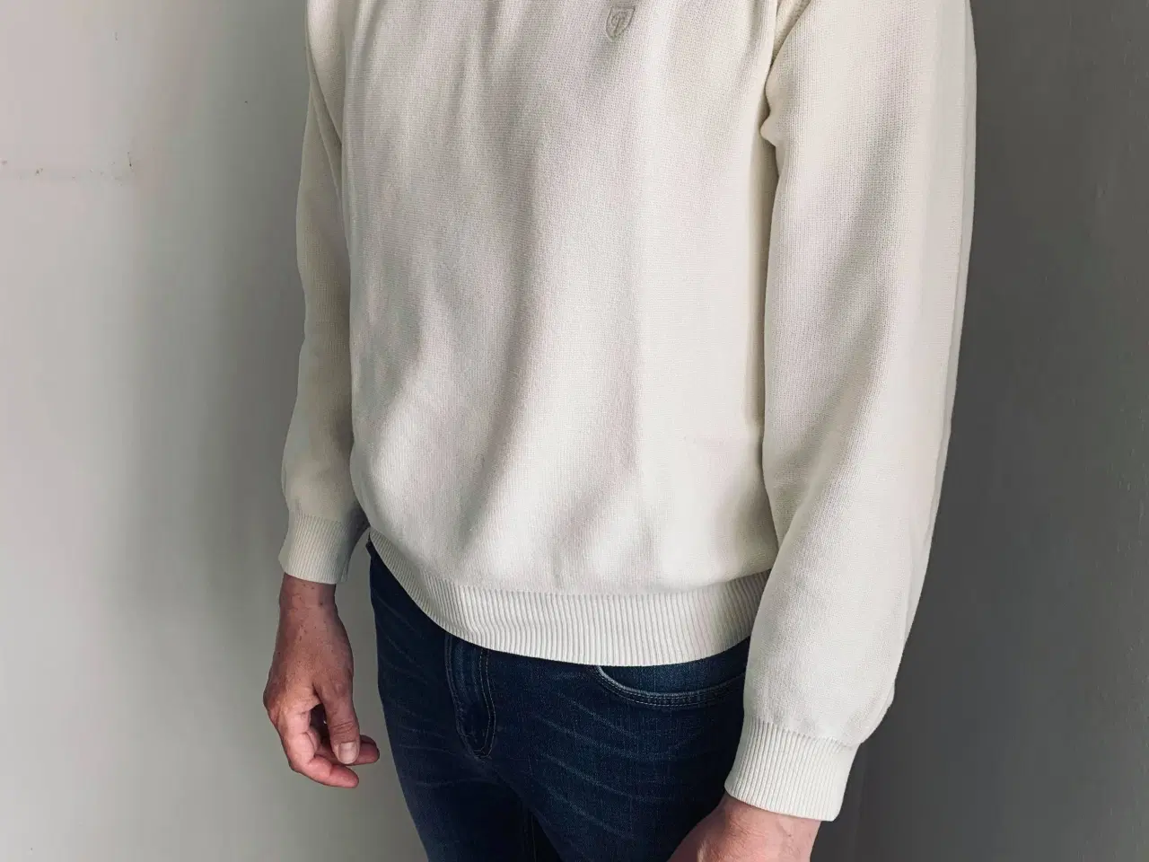 Billede 1 - Cottonfield v-hals sweater i creme-hvid (L)