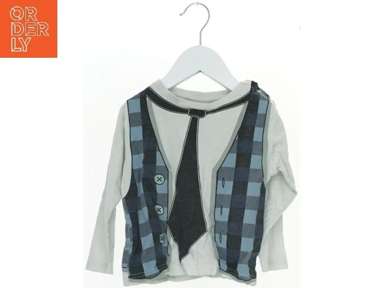 Billede 1 - Langærmet bluse med printet vest og slips fra Friends (str. 86)