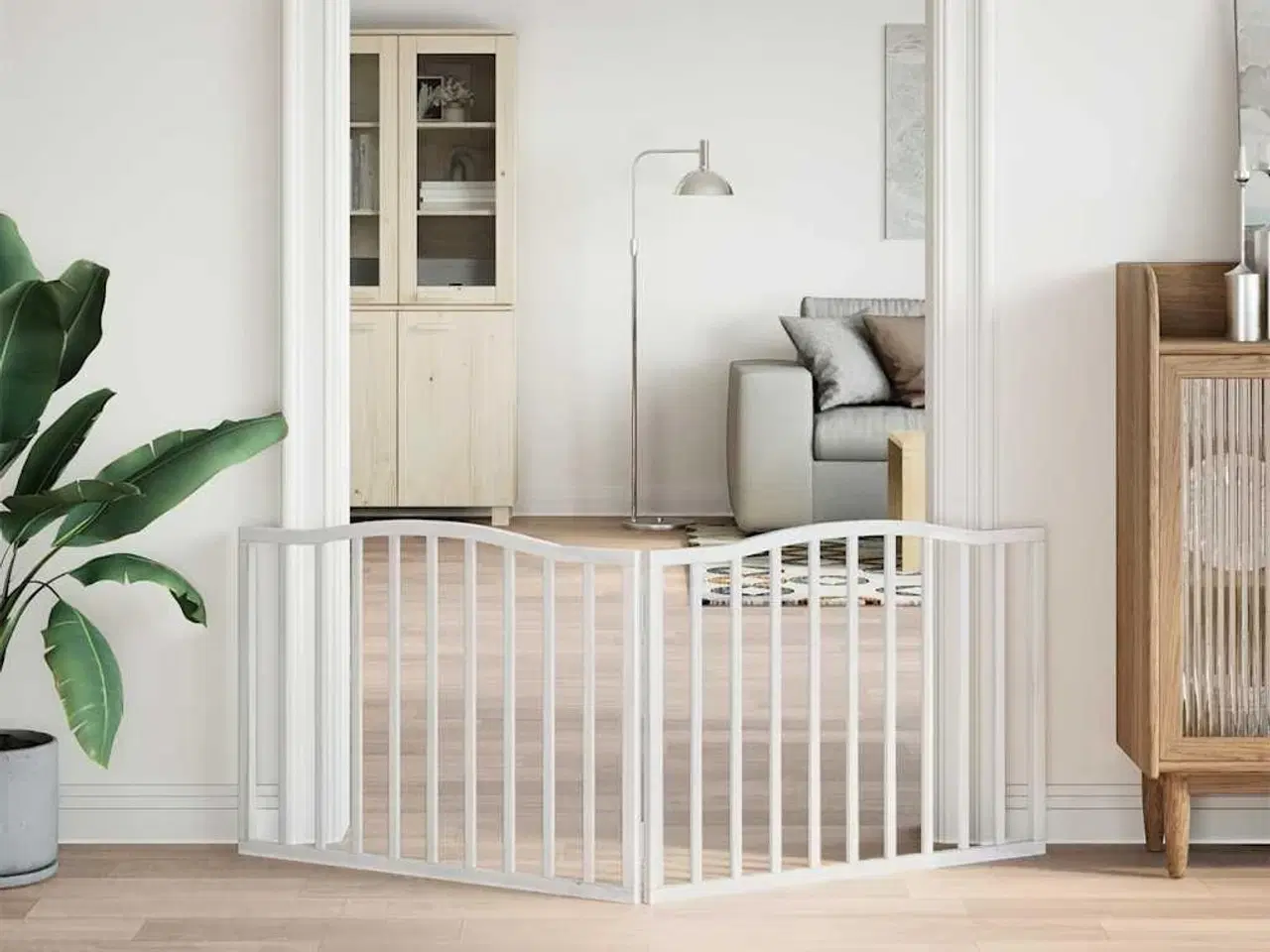 Billede 3 - Hundelåge 2 paneler 160 cm foldbar poppeltræ hvid