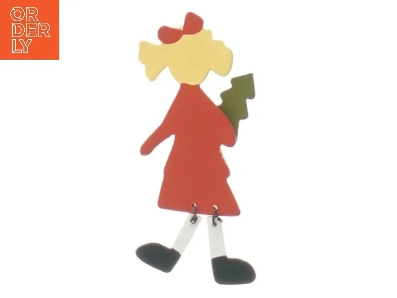 Billede 2 - Dekorationsfigur af pige med juletræ (str. 9 cm)
