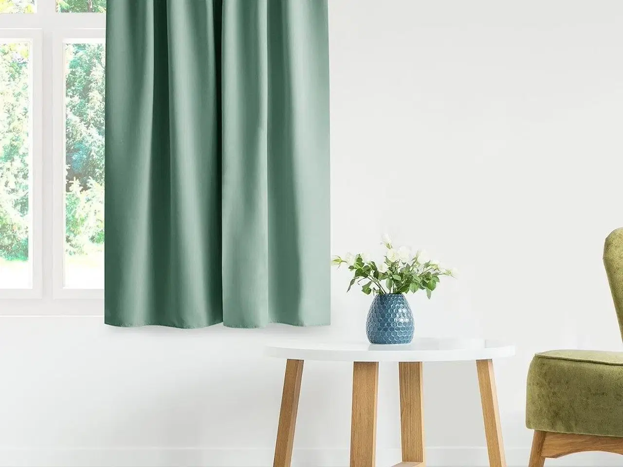 Billede 5 - Mørklægningsgardin blackout 140x175 mintgrøn - AmeliaHome med sølv øskner