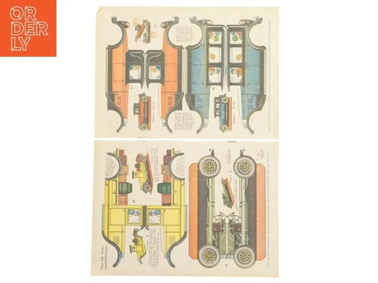 Billede 1 - Vintage papirklip med togmotiver (str. 37 x 26,5 cm)