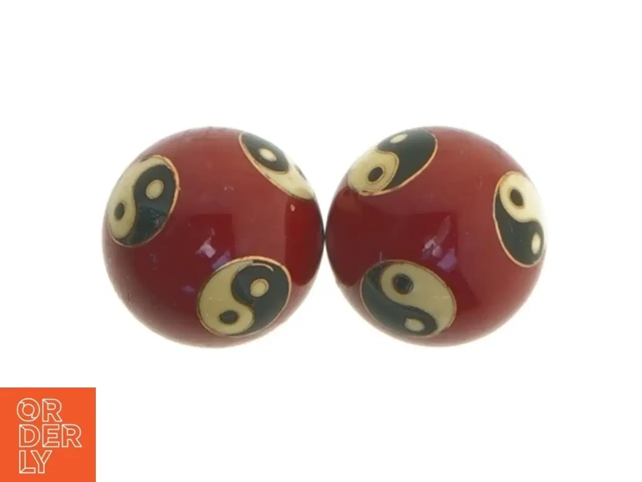 Billede 2 - Røde meditationskugler yin yang bolde (str. Ø 4 cm)